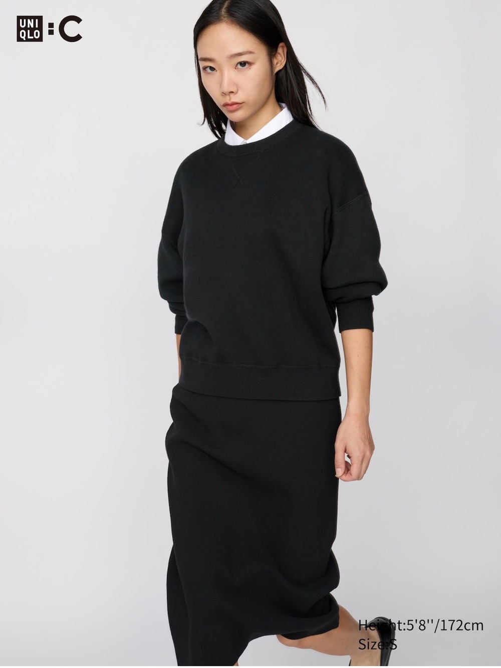 Uniqlo:C Black Relaxed Crewneck Sweatshirt